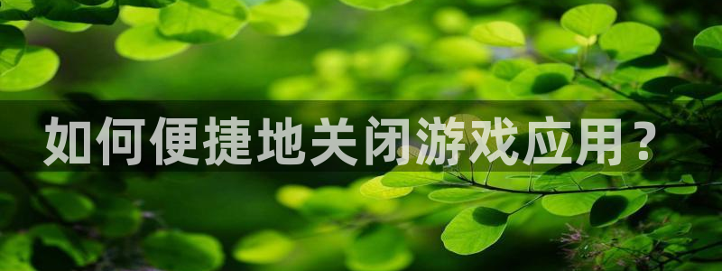 多彩娱乐注册登录：如何便捷地关闭游戏应用？